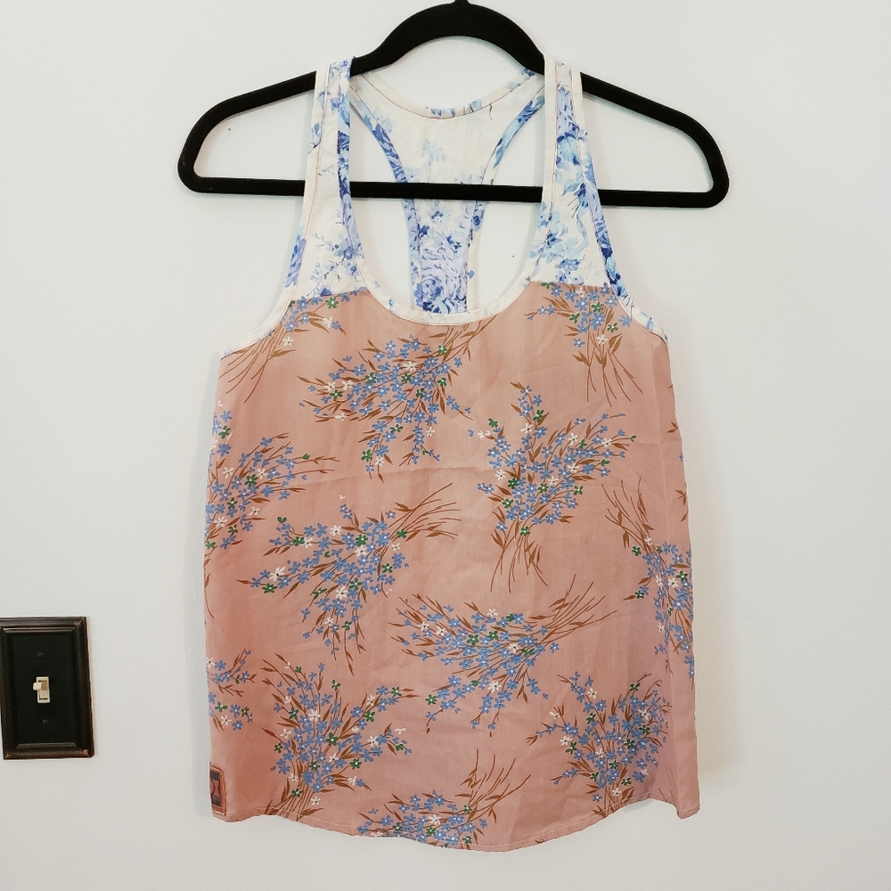 BoxEleven racerback tank, color block floral print